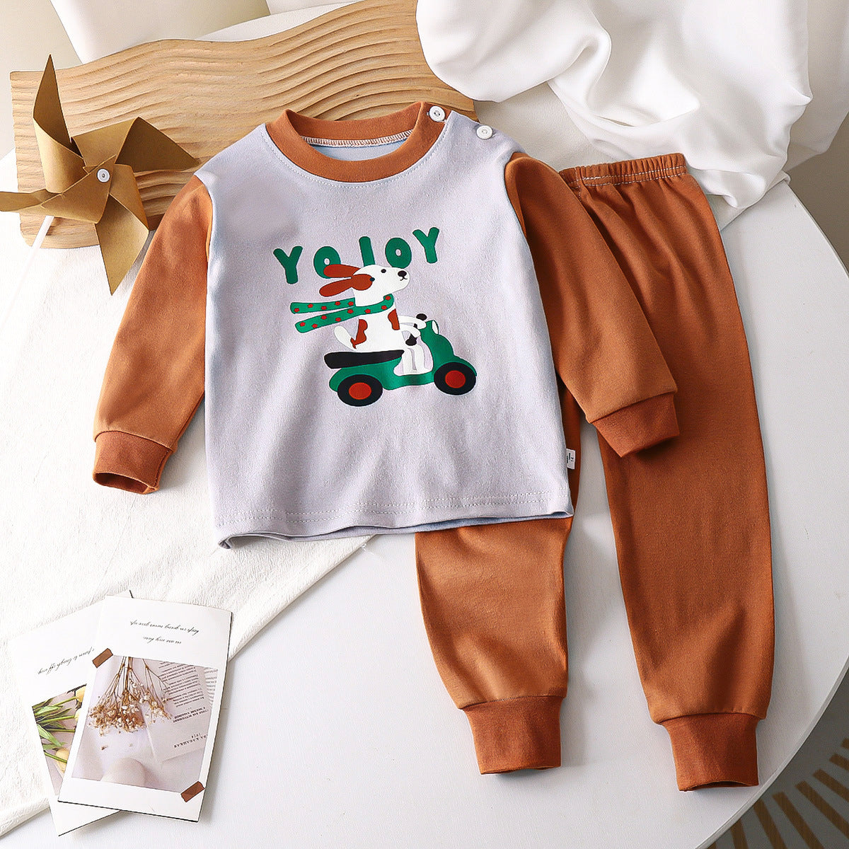 Children's Pure Cotton Cartoon Trouser Suit