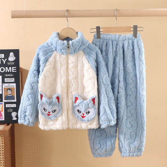 Children's Double-sided Velvet Thickened Zipper Clothes