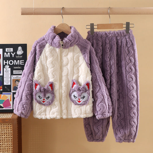 Children's Double-sided Velvet Thickened Zipper Clothes